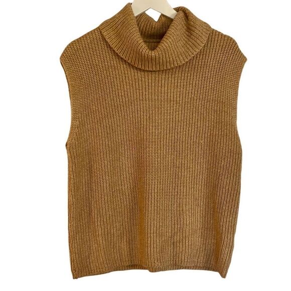 Rachel Zoe tan knit collared sweater vest large - Picture 1 of 8